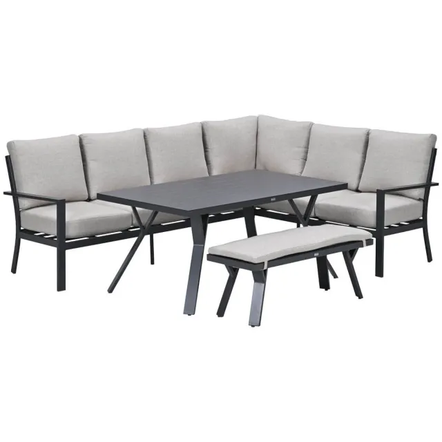 Garden Impressions Senja lounge dining set 4-delig rechts - sandstone donker grijs