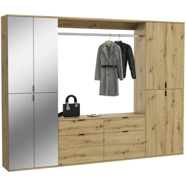 xonox Kledingkast Projekt X Emob - Artisan Oak Met Spiegel - 243x193x34 Cm Bruin