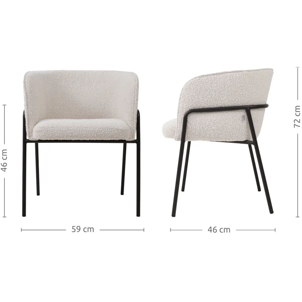 Nolon Josefien eetkamerstoel met armleuningen in bouclé beige, foto 4