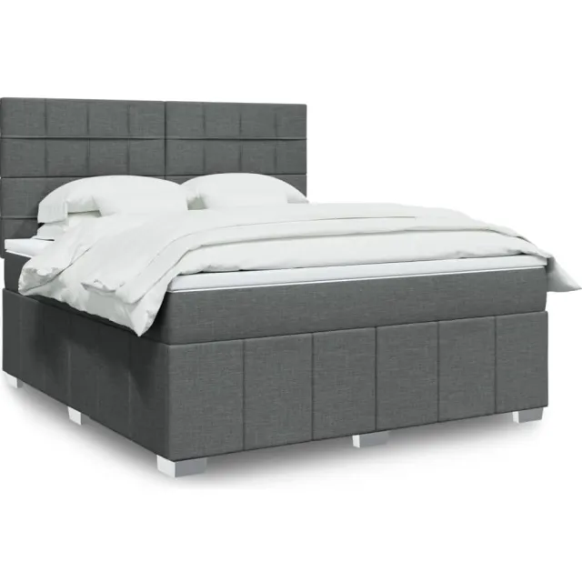 vidaXL Boxspring met matras stof donkergrijs 180x200 cm grijs
