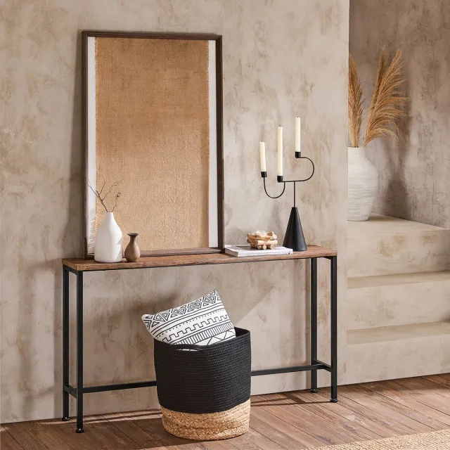 Novyro Living bijzettafel - haltafel - industrieel - bruin - houtlook - smal design - woonkamer - 120 x 20 x 65 cm - dressoir