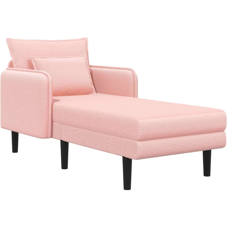 vidaXL Grote chaise longue Roze Bouclé, foto 3