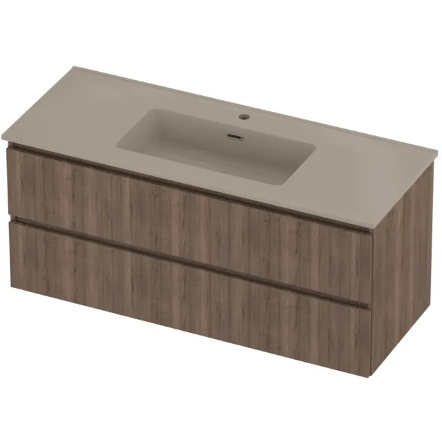 Proline Tribute Badmeubelset Porselein Elegant 1 Kraangat 120x46x54 cm Mat Crème Cotton Terra Oak Eiken