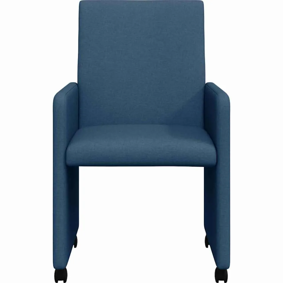 vidaXL Eetkamerstoelen met Wieltjes 2 st Stof Blauw 57 x 66 x 94 cm, foto 4