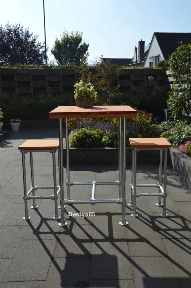 Design85 Bartafel Buiten Roos 78 cm x 78 cm Tuintafel Tuintafels Tuinmeubelen Bruin