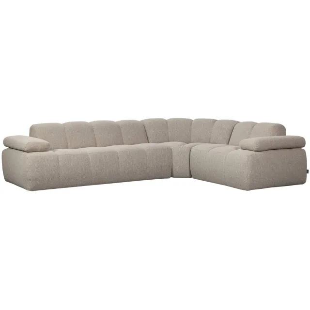 WOOOD Mojo Hoekbank Rechts - Ribstof - Roest Bruin - 74x310x230 beige melange