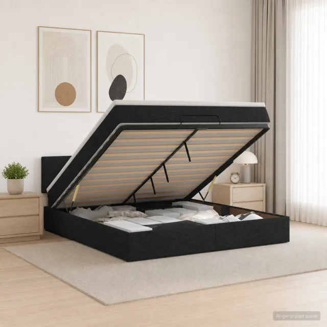 vidaXL Ottoman bed met matras met hoofdeinde Zwart 140 x 200 cm Stof