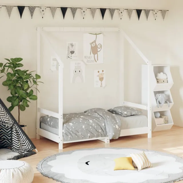 vidaXL Kinderbedframe 70x140 cm massief grenenhout wit, foto 2
