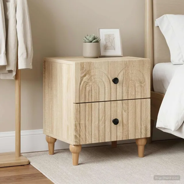 vidaXL Nachtkastje 2 st Sonoma Eiken 43 x 34,5 x 48 cm Bewerkt hout, foto 2