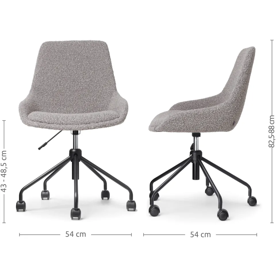 Nolon Nout-Isa bureaustoel bouclé taupe - zwart onderstel, foto 3