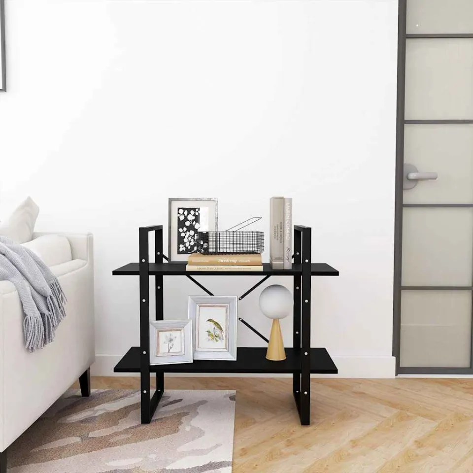 vidaXL Boekenkast met 2 schappen 80x30x70 cm massief grenenhout zwart, foto 3