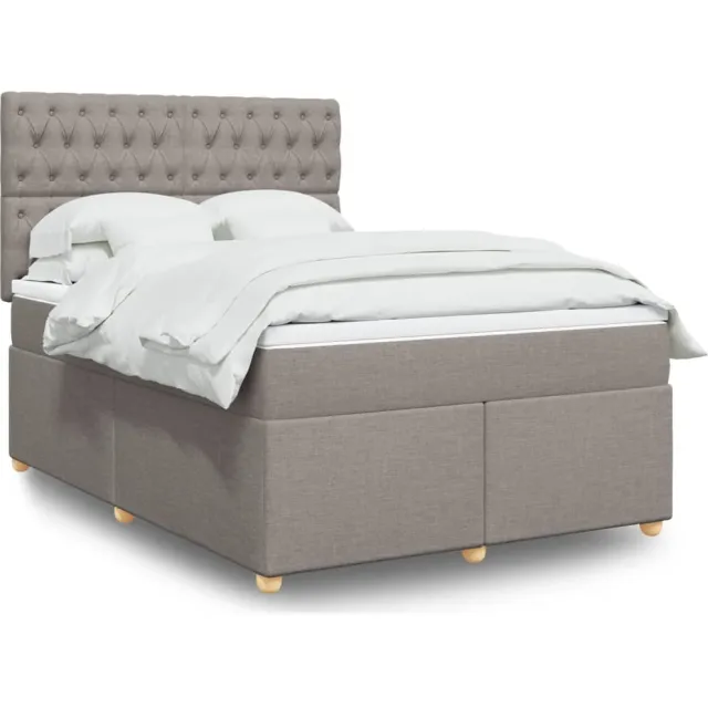 vidaXL Boxspring met matras stof taupe 140x190 cm