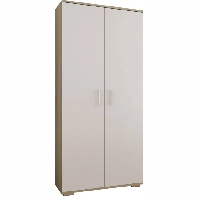 Per La Vita California - Kledingkast - 4 legplanken - Sonoma-eikenkleur met witte fronten Sonoma-eikenkleur;Wit