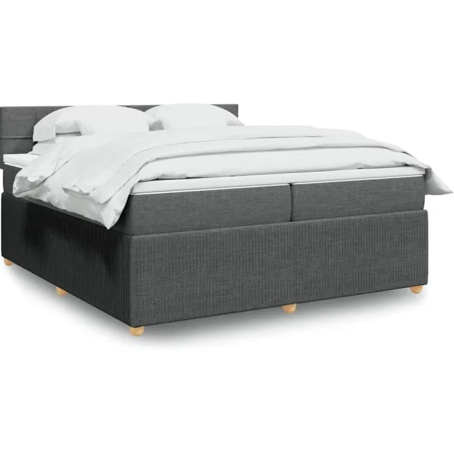 vidaXL Boxspring met matras stof donkergrijs 200x200 cm grijs