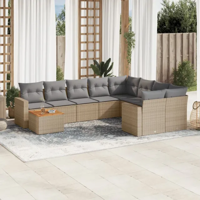 vidaXL Patio Sofa Set 9-zits Beige mix en grijs, foto 2