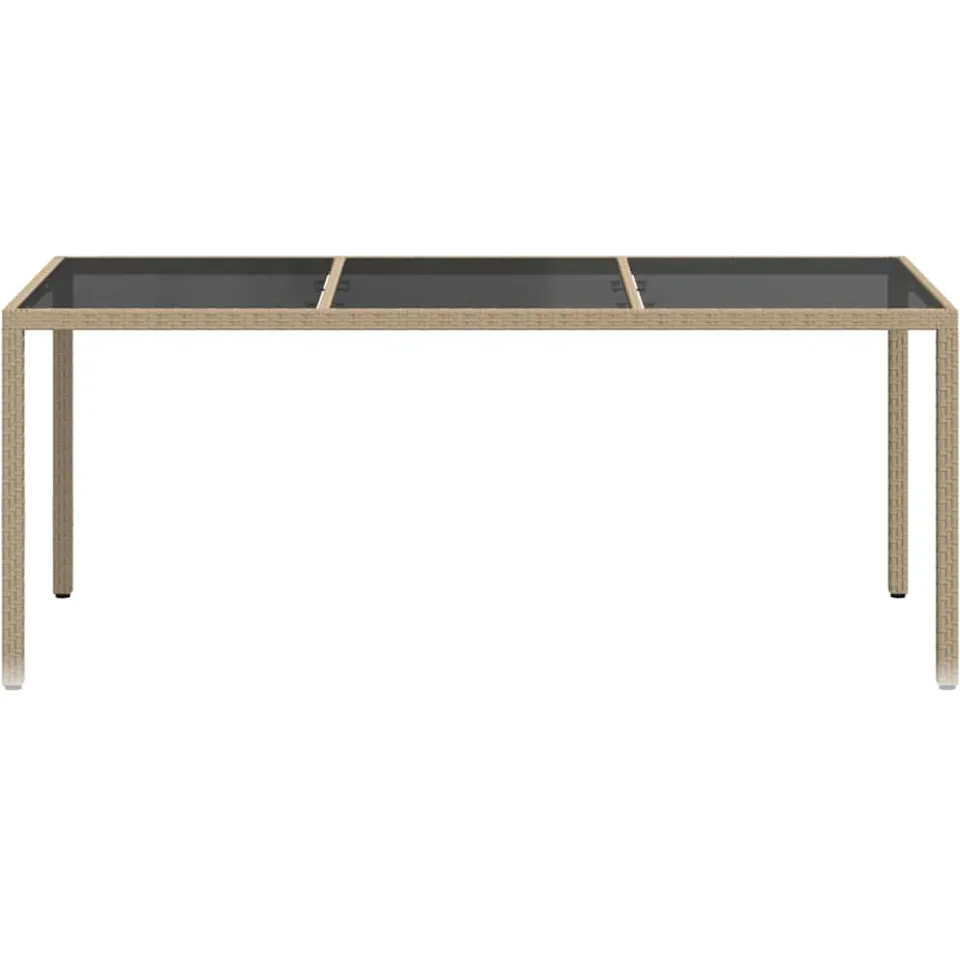 vidaXL Tuintafel 190x90x75 cm gehard glas en poly rattan beige
