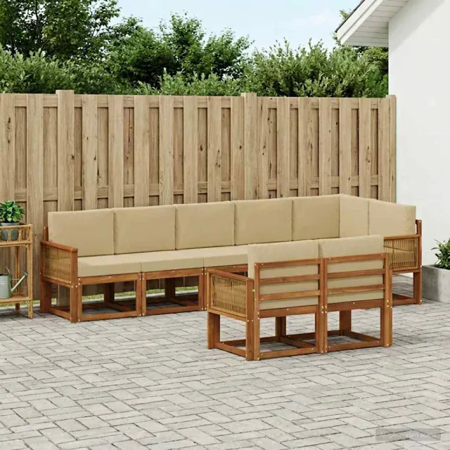 vidaXL Buiten bankenset 8 st 8-zits Natuurlijk en Beige