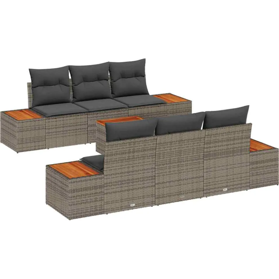 vidaXL Tuin Sofa Set 7 st Grijs Poly riet