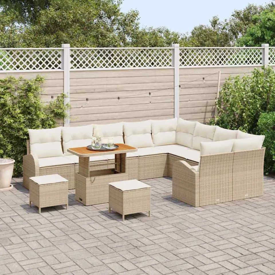 vidaXL Tuinbankenset 12 st Beige poly rattan