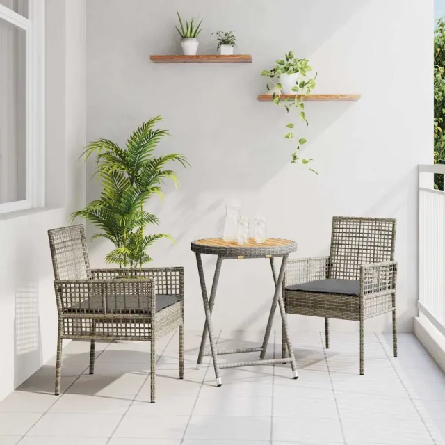 vidaXL Tuin Bistro Set 3 st Grijs poly rattan