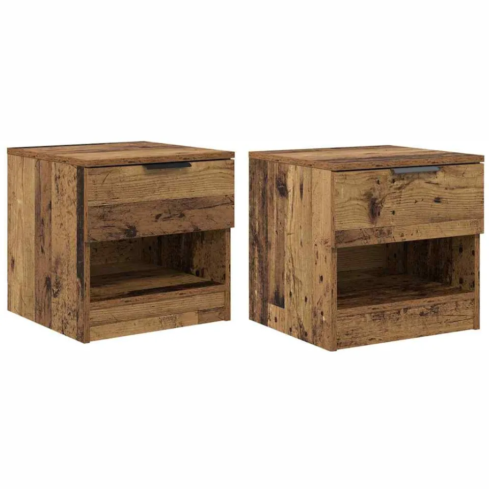vidaXL Bed kast 2 st Oudhout 40 x 39 x 40cm Bewerkt hout bruin, foto 3