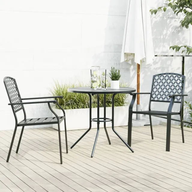 vidaXL 3-delige Tuinset stapelbaar gepoedercoat staal antracietkleur, foto 2