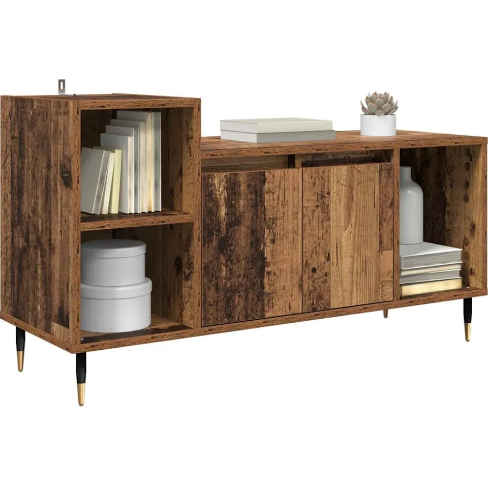 vidaXL TV-kast 100 x 35 x 55 cm Oud Hout Bewerkt hout Bruin