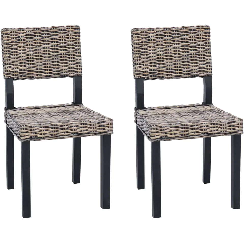 vidaXL Eetkamerstoel GENDT 2 st Kubu Rattan Zwart gewassen, foto 4