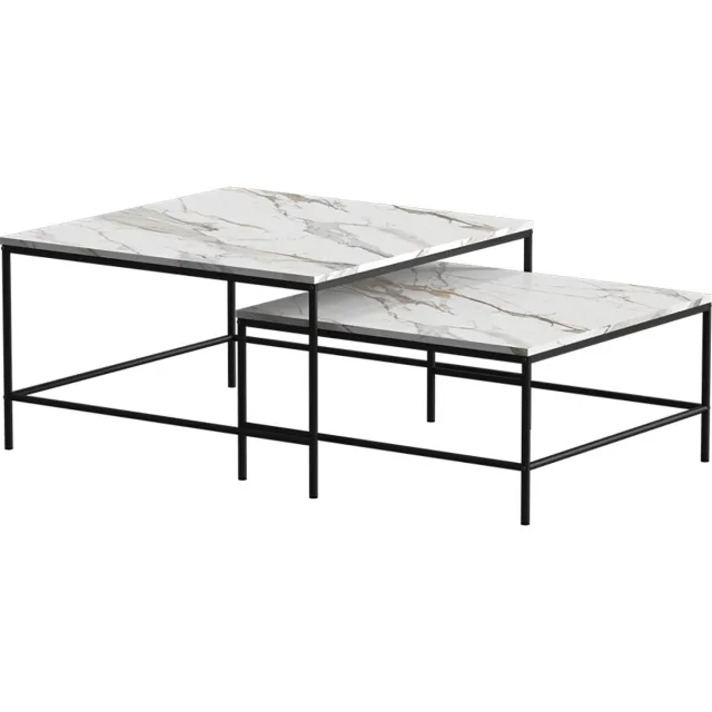Vicco Ramio Salontafel set – 80 x 80 cm 2 delen Wit/zwart