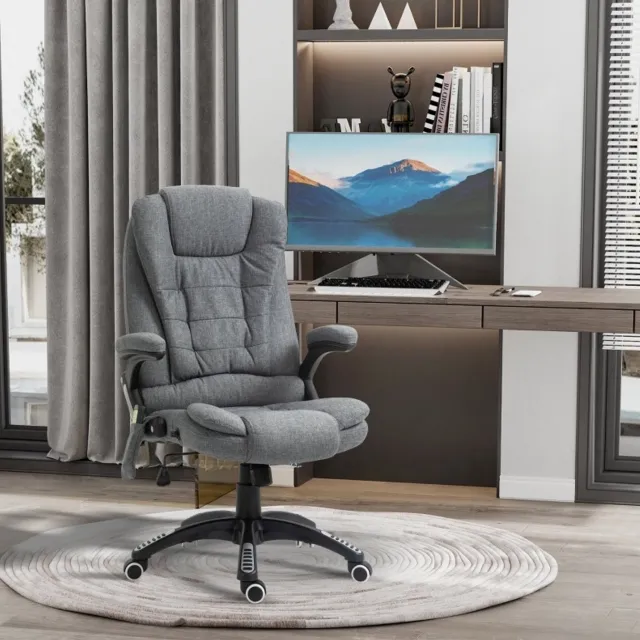 CHICFURN Bureaustoel - Massage en verwarming - Draaibaar - Donkergrijs