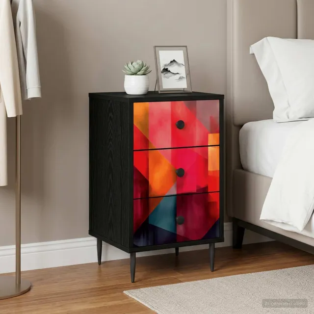vidaXL Nachtkastje HEESCH Zwart eiken 36 x 33 x 61 cm Bewerkt hout, foto 2