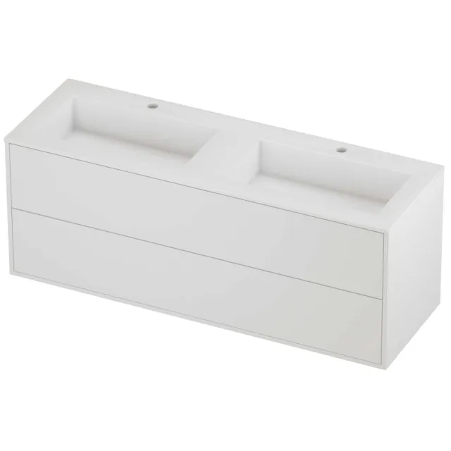 Proline Aristo Badmeubelset Polystone Elegant 2 Laden 140x46x54 cm Glans Wit Mat White Mat Wit