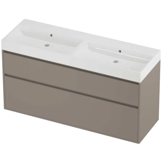 Proline Podium Badmeubelset Polystone Loft 140x46x75 cm Glans Wit Clay Beige