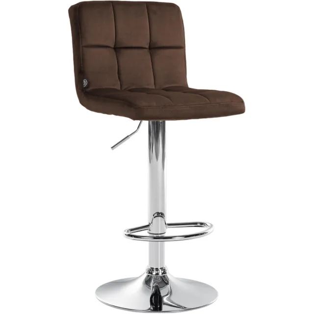 Luxe Comfort Barkruk - Verstelbaar - Fluweel - Bruin chroom/bruin