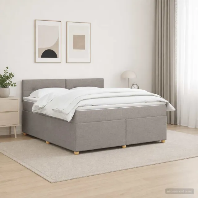 vidaXL Boxspringbed met matras met hoofdeinde Taupe 140 x 200 cm Stof