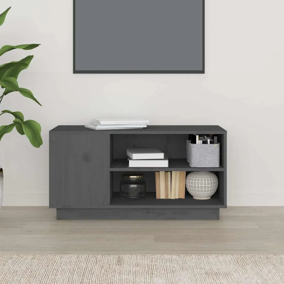 vidaXL Tv-meubel 80x35x40,5 cm massief grenenhout grijs, foto 3