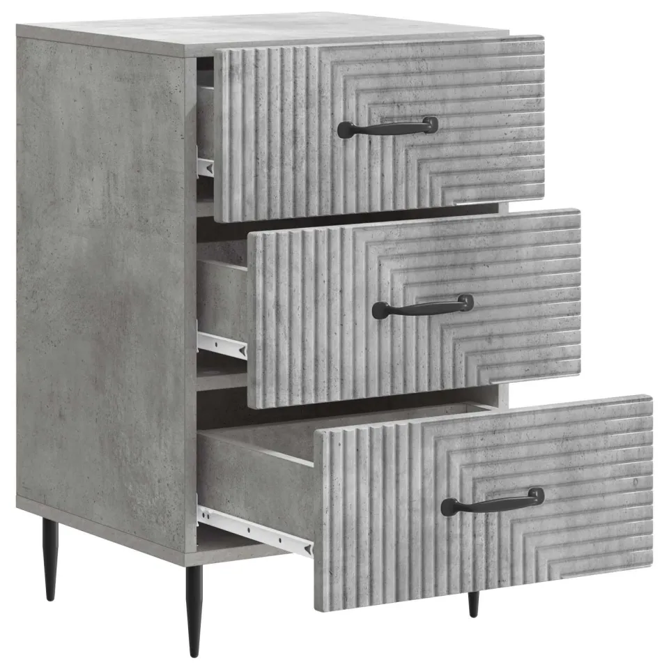 vidaXL Nachtkastje met lade Betongrijs 43 x 41 x 66,5 cm Bewerkt hout grijs, foto 3