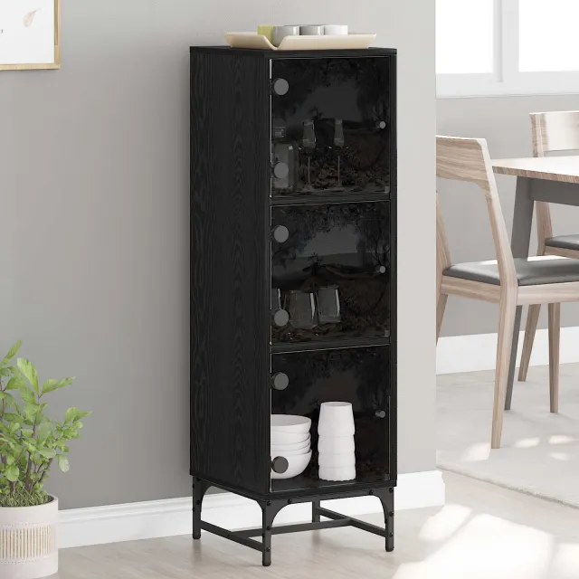 vidaXL Dressoir Zwart Eiken 35 x 37 x 117 cm, foto 2
