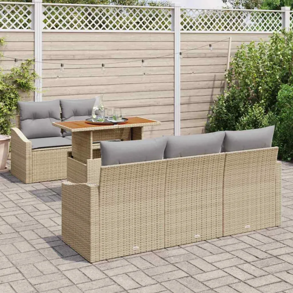 vidaXL Tuin Sofa Set 6 st Beige Poly riet, foto 3