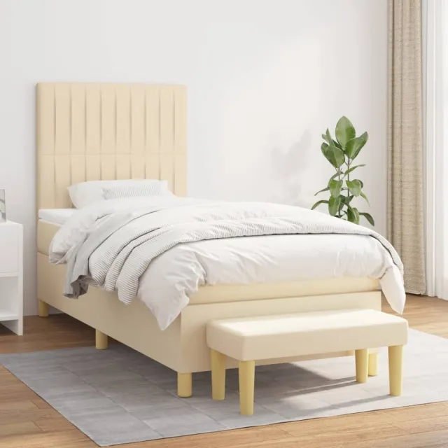 vidaXL Boxspring met matras stof crèmekleurig 100x200 cm