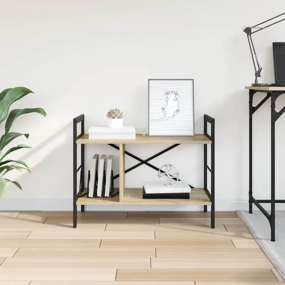vidaXL Boekenkast 3-laags 75 x 30 x 58,5 cm Bewerkt hout Sonoma Eiken, foto 4