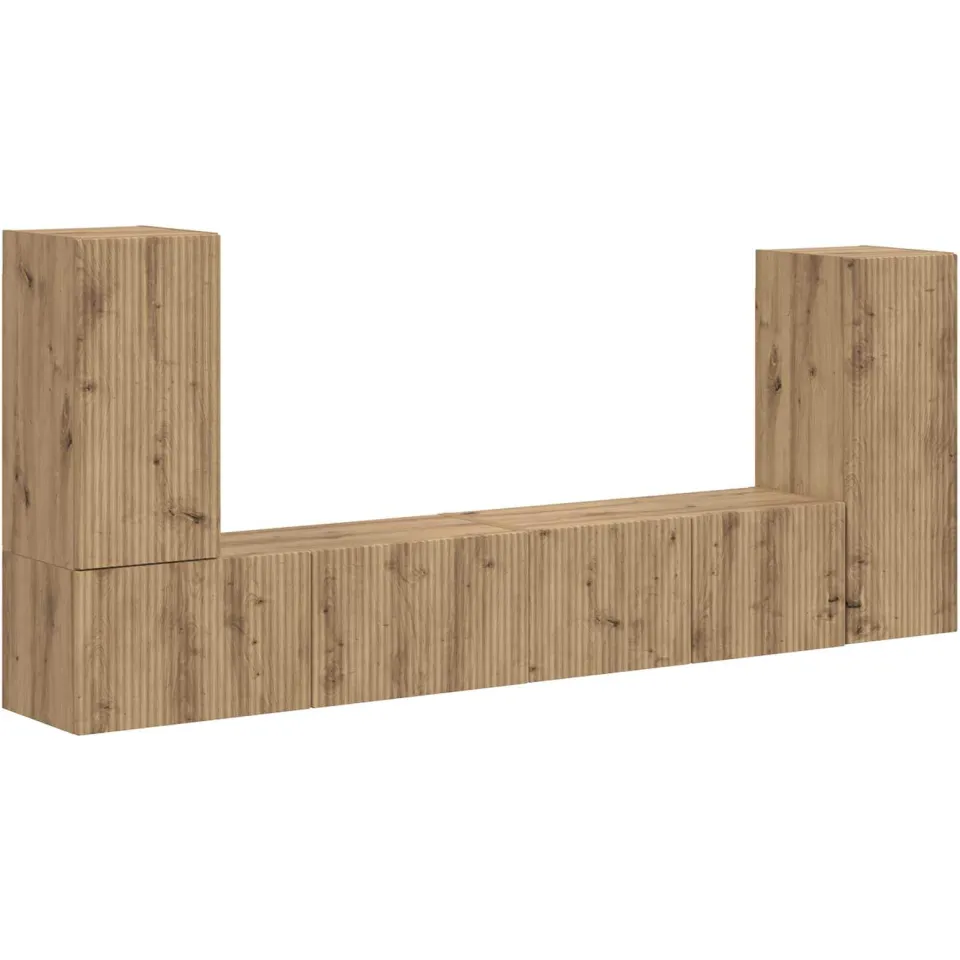 vidaXL Tv-meubelset 4 st Artisan Eiken Bewerkt hout, foto 3