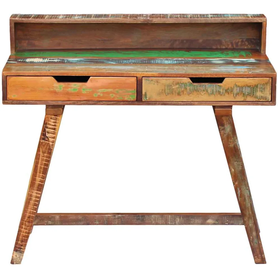 vidaXL Bureau massief gerecycled hout meerkleurig, foto 2