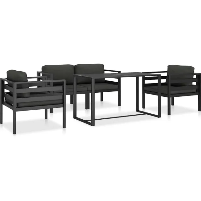 vidaXL 5-delige Loungeset met kussens aluminium antraciet Anthraciet