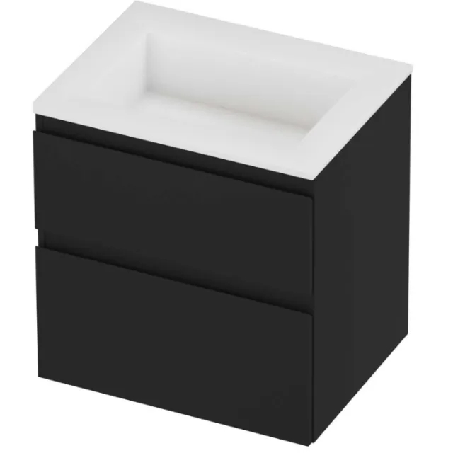 Proline Aristo Badmeubelset Polystone Elegant Zonder Kraangat 60x46x62 cm Mat White Mat Zwart
