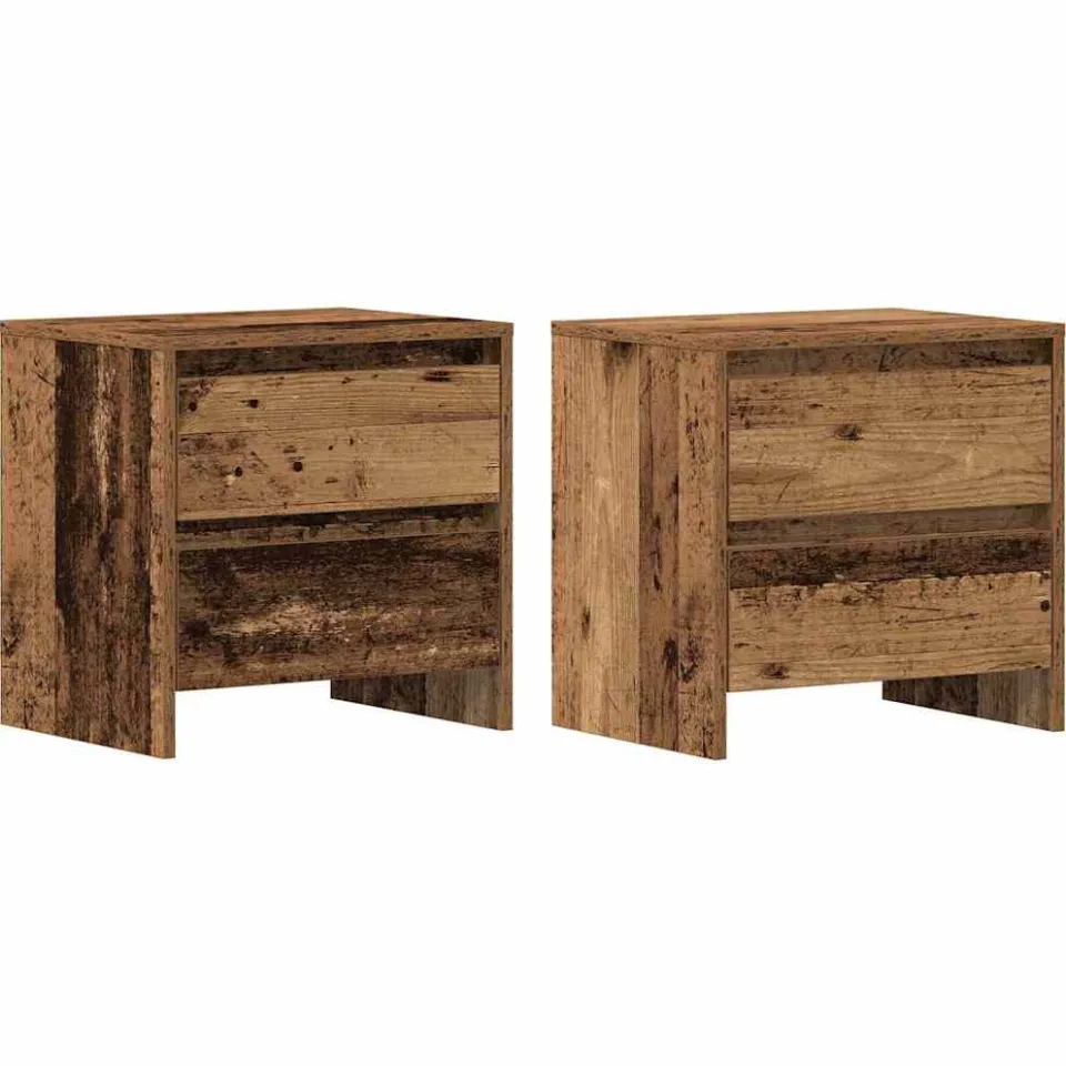 vidaXL Nachtkastje 2 st Oudhout 45 x 34 x 44,5 cm Bewerkt hout bruin, foto 3
