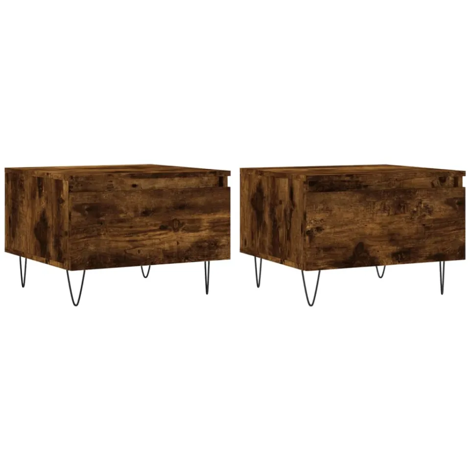 vidaXL Salontafels 2 st 50x46x35 cm bewerkt hout gerookt eikenkleurig, foto 3