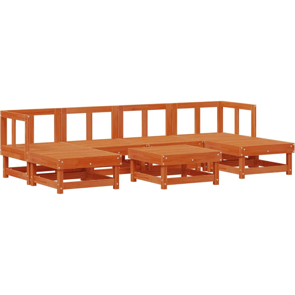 vidaXL Tuin loungeset 7 st Wasbruin Massief grenenhout