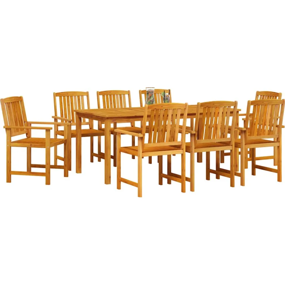 vidaXL Tuin eettafelset 9 st Bruin Massief Acaciahout