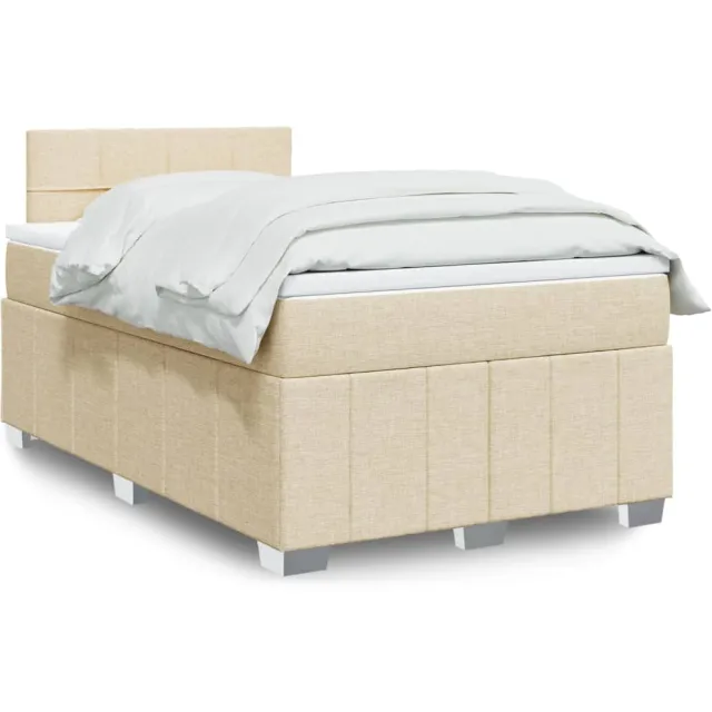 vidaXL Boxspring met matras stof crèmekleurig 120x190 cm